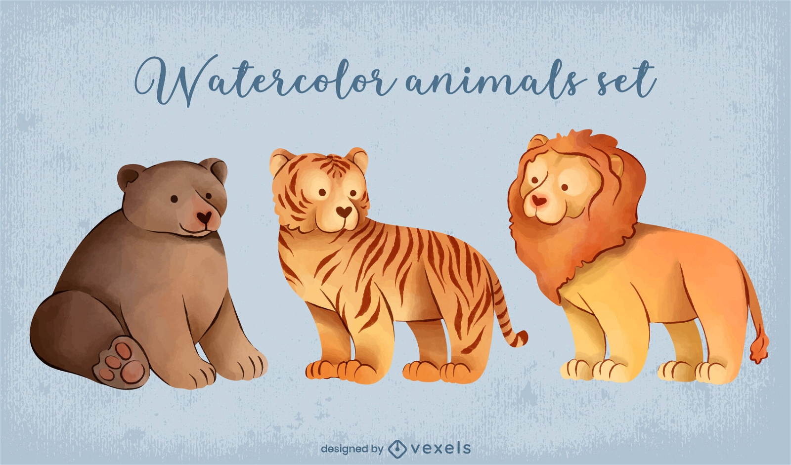 Adorable watercolor wild animals set