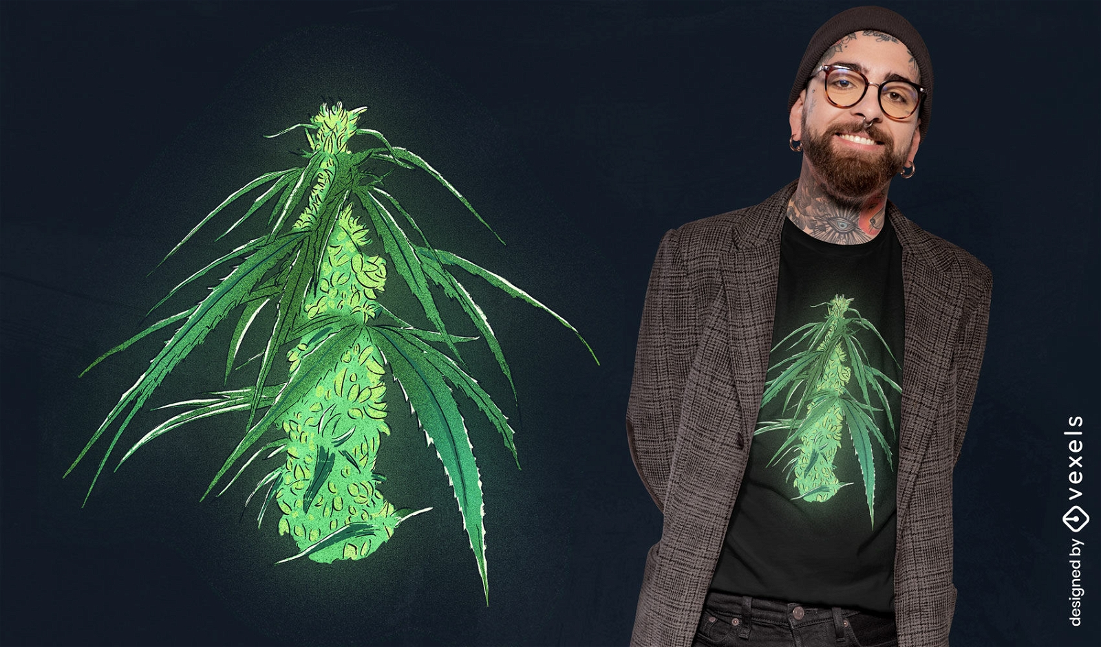 Design de camiseta de planta de cannabis radioativa