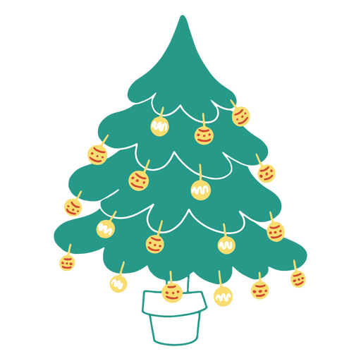 Árbol de navidad con múltiples bolas Diseño PNG
