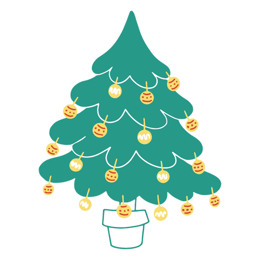 Christmas tree with multiple baubles PNG Design