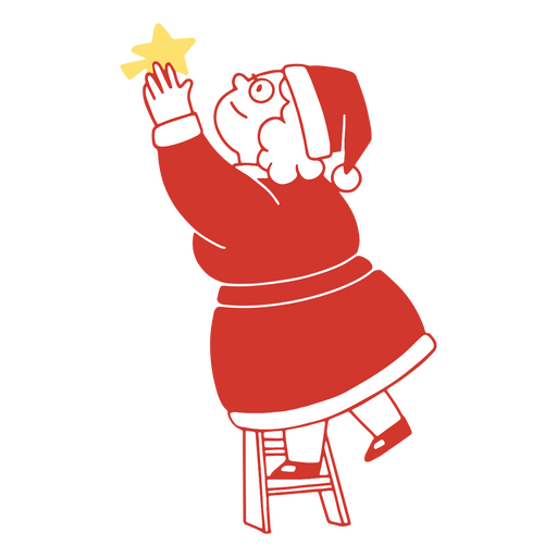 Mrs Claus hanging a Christmas star PNG Design
