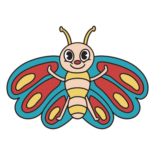 Colorful butterfly cartoon PNG Design