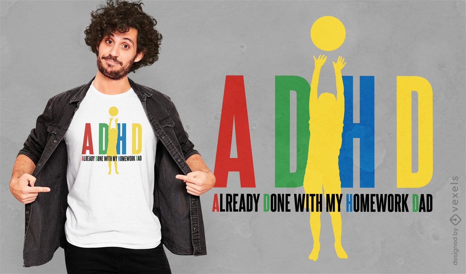 Design engra?ado de camiseta infantil com TDAH