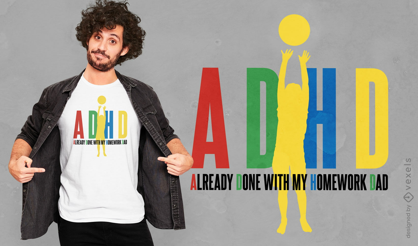 Diseño divertido de camiseta para niños con TDAH