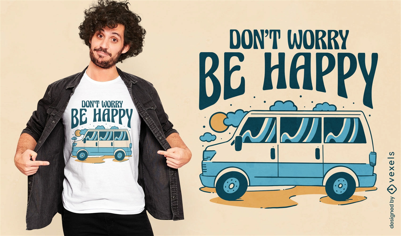 Blue van transportation t-shirt design