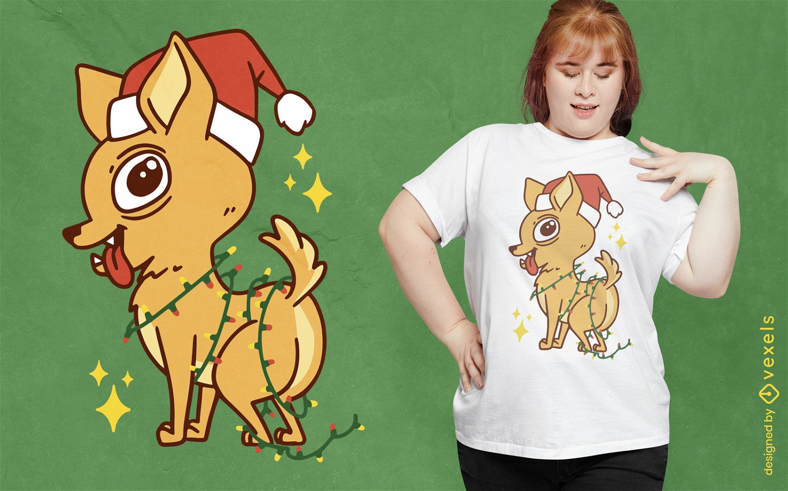 Chihuaha dog in christmas t-shirt design
