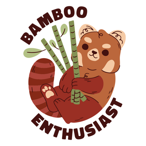Image of a red panda holding bamboo PNG Design