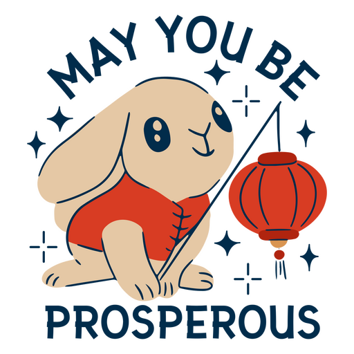 Lindo conejo rodeado por la cita "Serás próspero" Diseño PNG