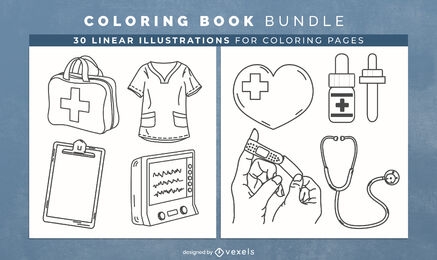 Health care coloring book design pages