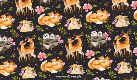 Tiere in Liebe Valentinstag Musterdesign