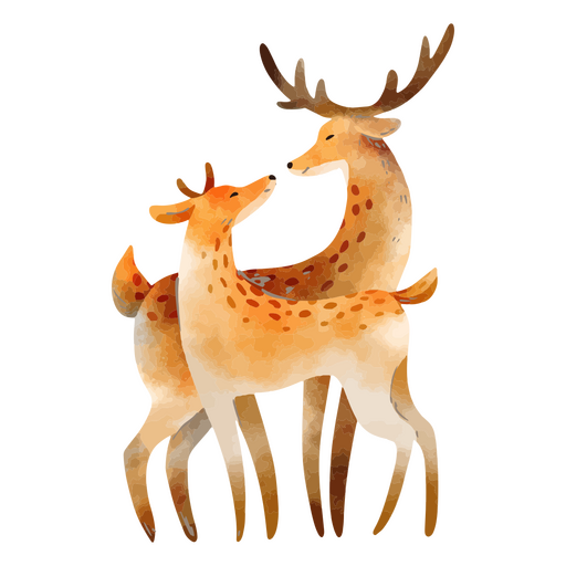 Cute reindeers in watercolor style PNG Design