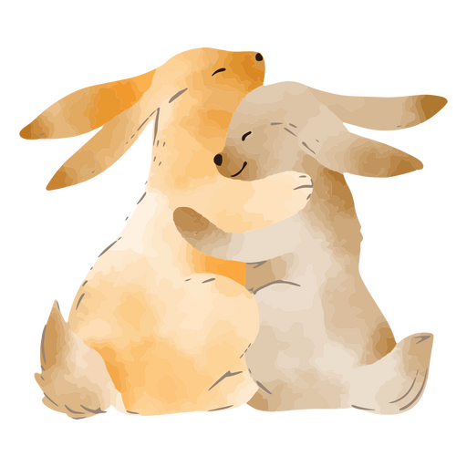 Cute rabbits in watercolor style PNG Design