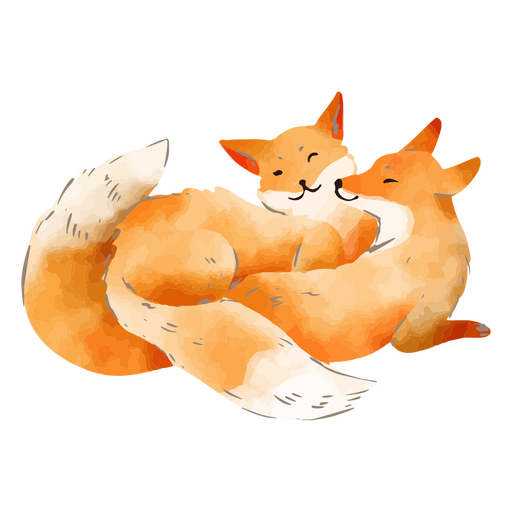 Cute foxes in watercolor style PNG Design