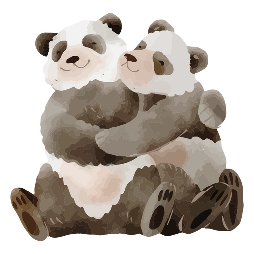 Cute pandas in watercolor style PNG Design