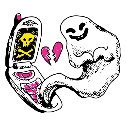 Fantasma assustador saindo de um telefone celular Desenho PNG