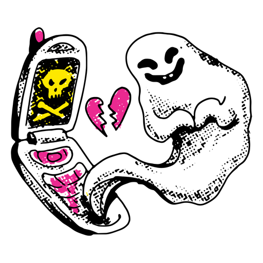 Fantasma espeluznante que sale de un teléfono celular Diseño PNG