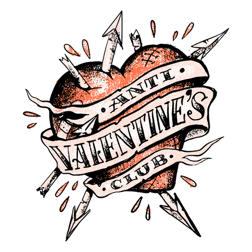 Anti valentine's club logo with arrows and a heart PNG Design