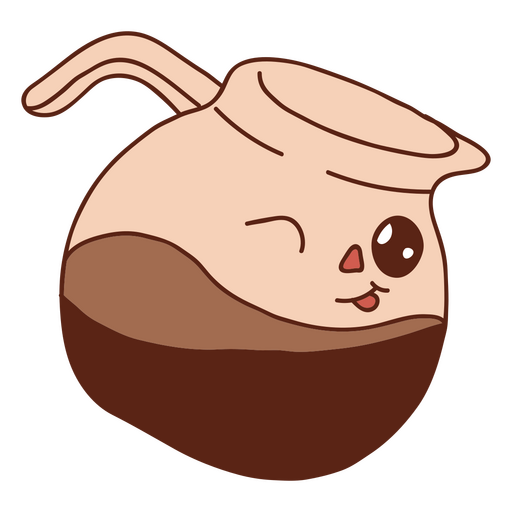 Cafetera con una cara linda. Diseño PNG