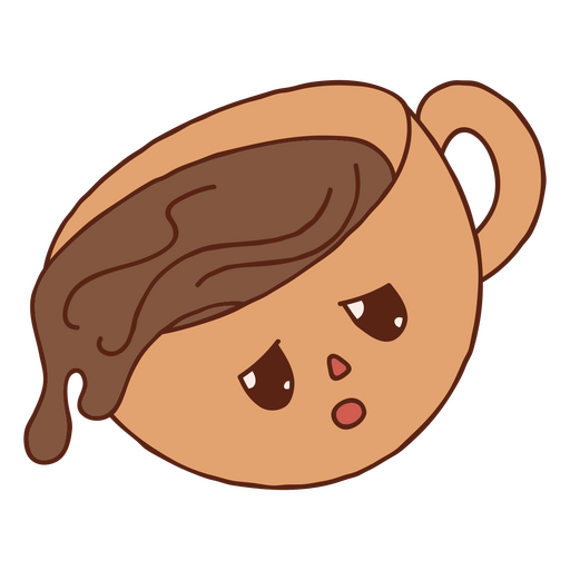 Cup of coffee with a sad face PNG Design