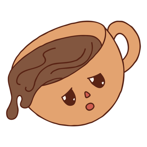 Taza de café con cara triste. Diseño PNG