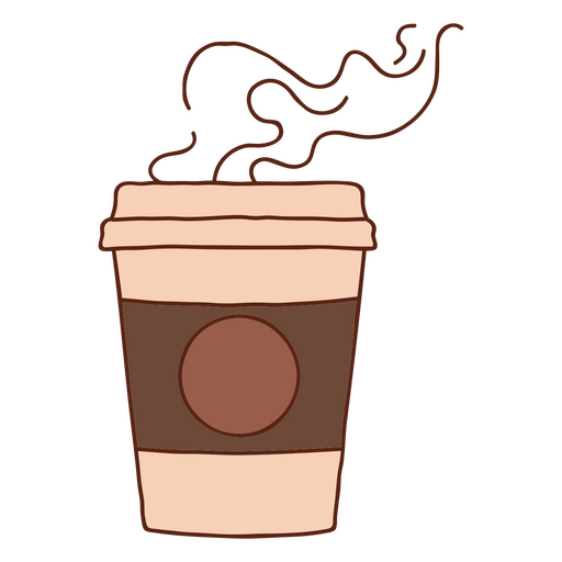 Quita el trazo de color del café lleno de vapor. Diseño PNG