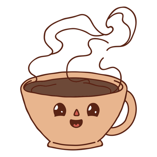 Café kawaii com vapor saindo Desenho PNG