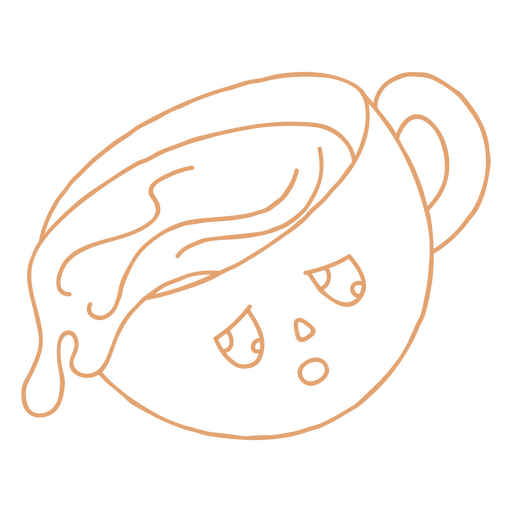 Xícara de café com uma cara triste Desenho PNG