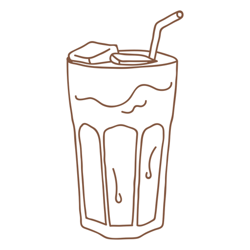 Iced coffee stroke glass PNG Design