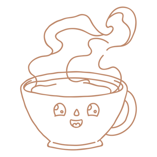 Café kawaii con vapor caliente Diseño PNG