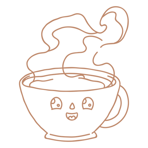 Kawaii coffee with hot steam PNG Design