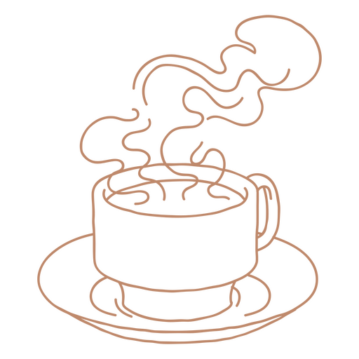 Xícara de café em um pires com vapor Desenho PNG