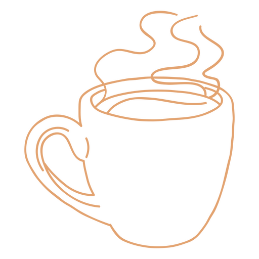 Taza de café con trazo de vapor beige. Diseño PNG