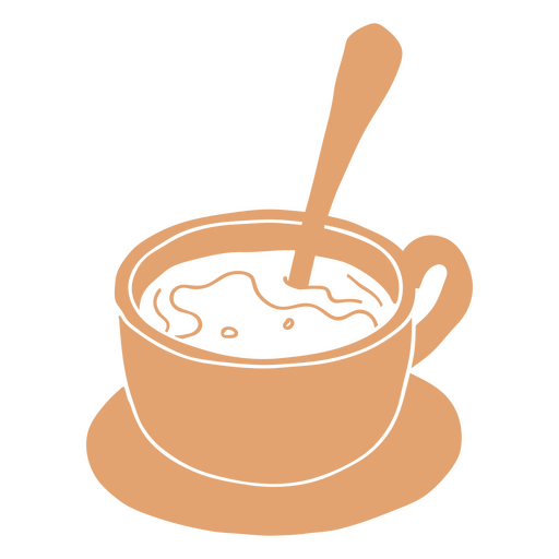 Xícara de café com uma colher Desenho PNG