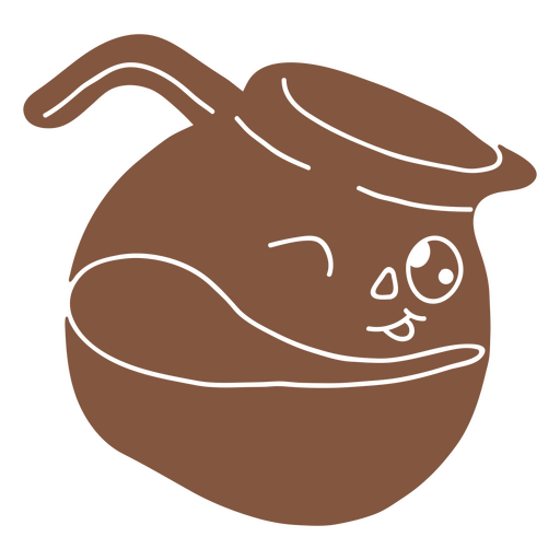 Brown pot with a smiling face PNG Design