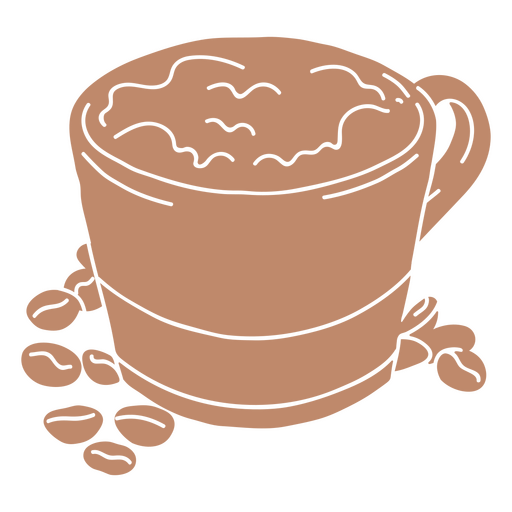 Cup of coffee with coffee beans in it PNG Design