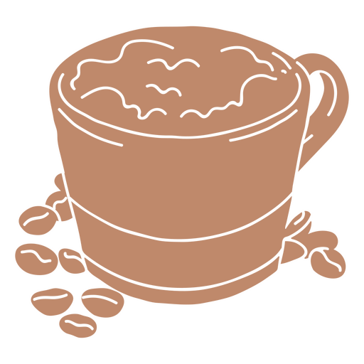 Xícara de café com grãos de café Desenho PNG