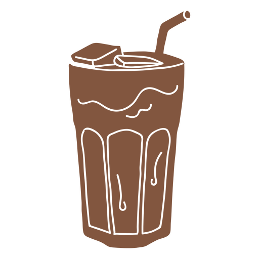 Ilustración de una bebida de chocolate con una pajita. Diseño PNG