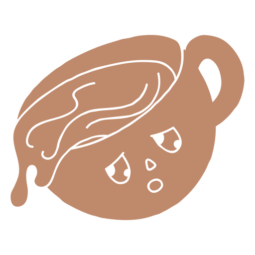 Xícara de café marrom com uma cara triste Desenho PNG