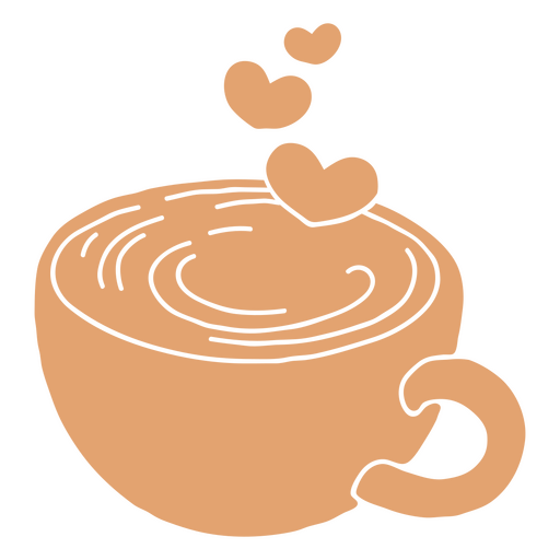 Cup of coffee with hearts on it PNG Design