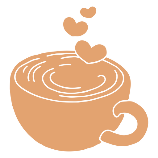 Xícara de café com corações Desenho PNG