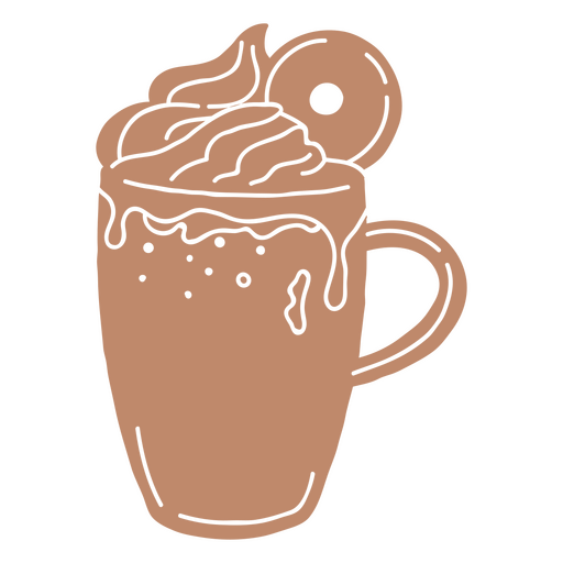 Tasse heiße Schokolade mit Schlagsahne und einem Donut PNG-Design