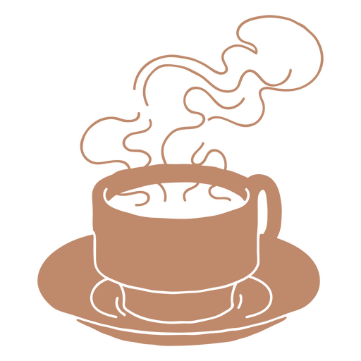 Xícara de café em um pires com fumaça saindo Desenho PNG