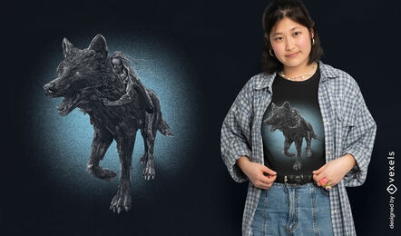 Design de camiseta animal menina e lobo