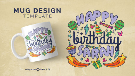 Diseño de taza de celebración de feliz cumpleaños