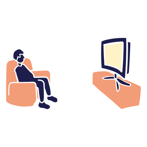 Man sitting in a chair watching tv PNG Design