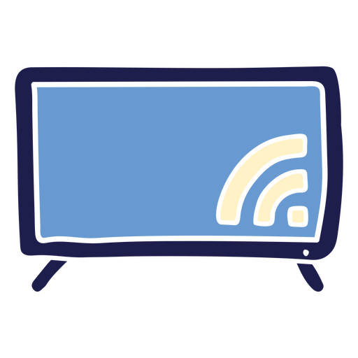 Televisor azul con un s?mbolo de wifi Diseño PNG