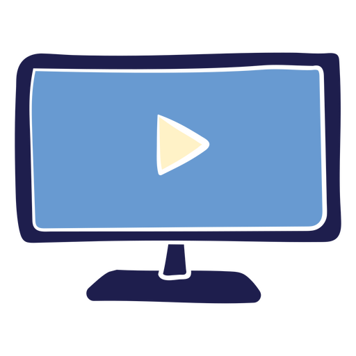 Imagen de caricatura de un reproductor de video en un monitor. Diseño PNG