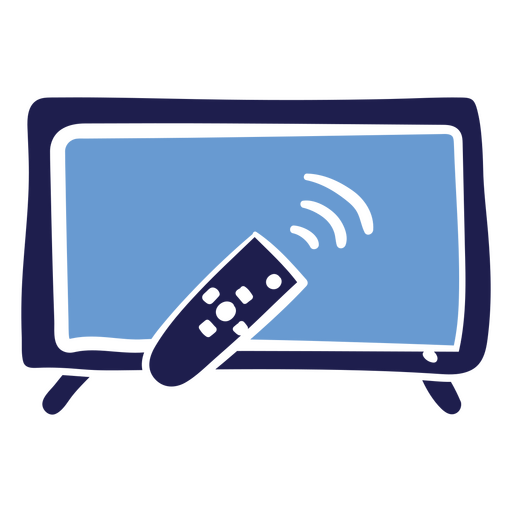 Blue tv with a remote control on it PNG Design
