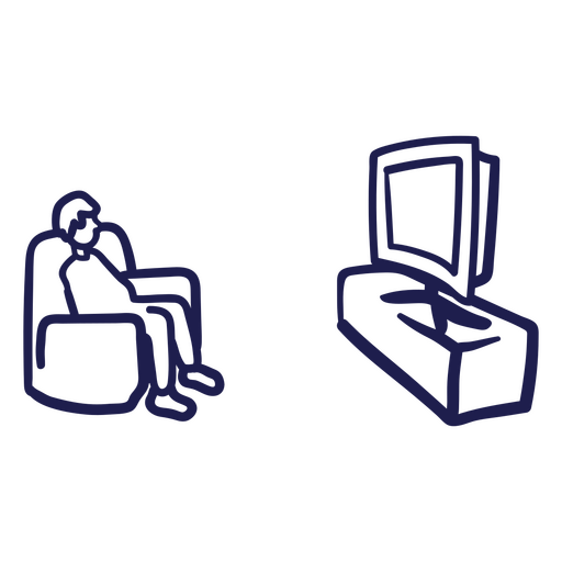 Man sitting in a chair and watching tv PNG Design