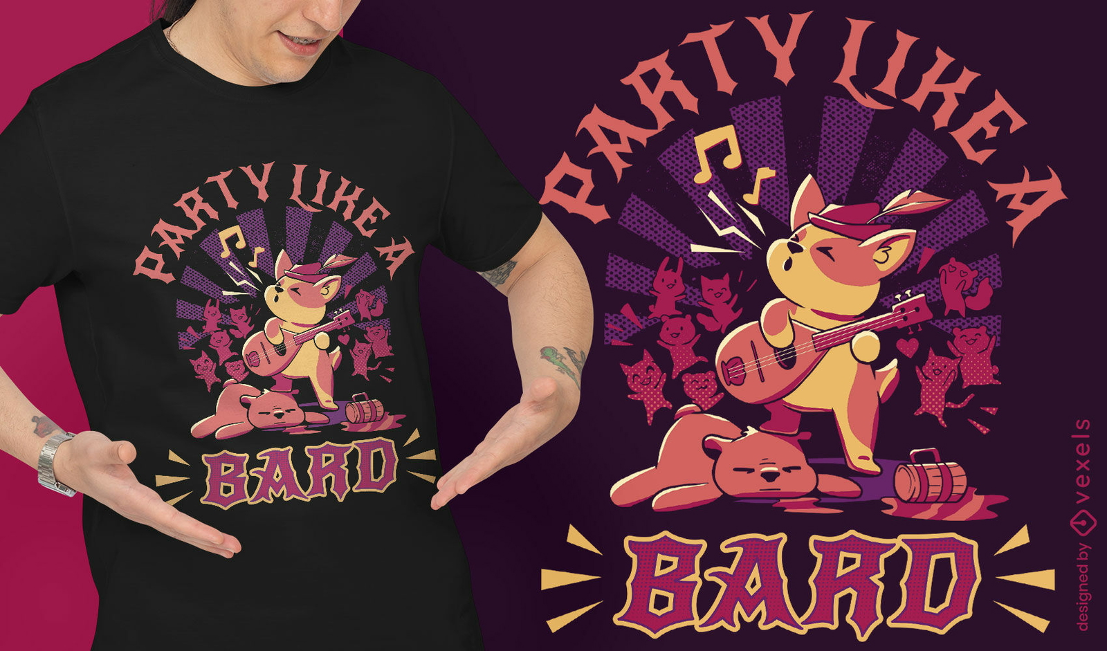 Dog animal bard singing t-shirt design